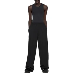 Kalhoty s elastickým pasem a rovnými nohavicemi „Black“ 743903TNT391000