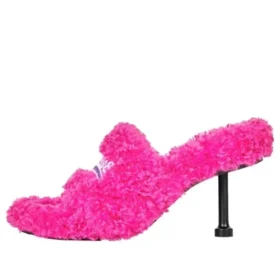 Kožešinové sandály s podpatky 80 mm „Pink“ 656632W2DO15096