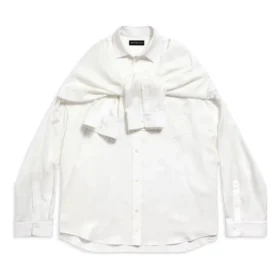 Košile s uzlovanými rukávy, oversized „White“ 768553TPO359000