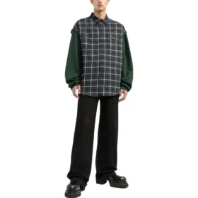 Kostkovaná flanelová košile s panely „Green“ 658936TCM013064