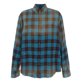 Kostkovaná flanelová oversized košile s dlouhým rukávem „Blue Red“ 715030TMM116305