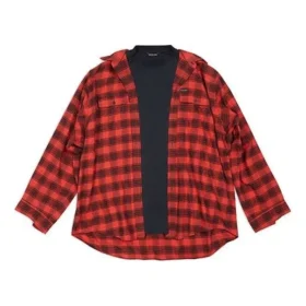 Kostkovaná košile a Tričko Trompe L’oeil „Red Navy“ 699371TNM256167