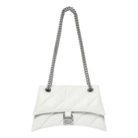 Malá prošívaná kabelka Crush s řetízkovým uchem „Optic White“ 716351210J09001