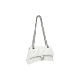 Malá prošívaná kabelka Crush s řetízkovým uchem „Optic White“ 716351210J09001