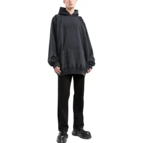 Módní institut – oversized mikina s kapucí „Washed Black“ 697879TMVK18190