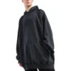 Módní institut – oversized mikina s kapucí „Washed Black“ 697879TMVK18190