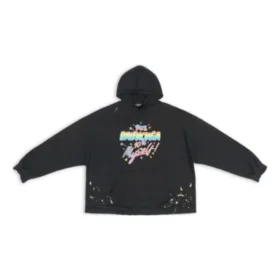 Mikina s kapucí 90/10, volný střih „Washed Black“ 674986TMVH41055