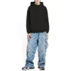 Mikina s kapucí a logem, střední střih „Washed Black“ 600583TLVB81146