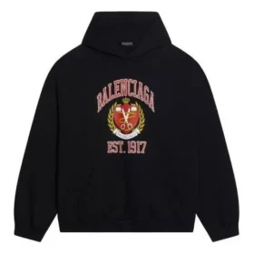 Mikina s kapucí a potiskem loga Est. 1917 College, volný střih „Black“ 675003TLV901076