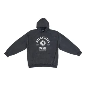 Mikina s kapucí a potiskem loga Est. 1917 „Washed Black“ 697879TMV991000