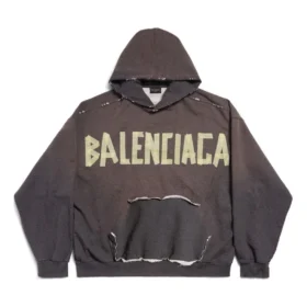 Mikina s kapucí a roztrženými kapsami Tape Type, volný střih „Dark Grey“ 744441TQVA98519
