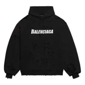 Mikina s kapucí a roztrhaným lemem „Black White“ 659403TKVB61093