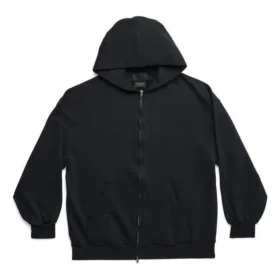 Mikina s kapucí a vnějším zipem, úzký střih „Black Faded“ 744454TOVF51055