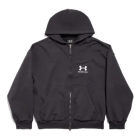 Mikina s kapucí a zipem Balenciaga x Under Armour „Black White“ 803264TRVB89034