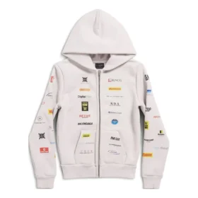 Mikina s kapucí a zipem Business English „Off White“ 788243TQVH69016