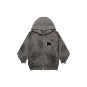 Mikina s kapucí a zipem Gaffer Heavy Washed, úzký střih „Grey“ 720424TNVK51227