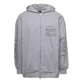 Mikina s kapucí a zipem s potiskem, úzký střih „Grey“ 744454TOVN41167