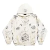 Mikina s kapucí a zipem Tat, střední střih „Off White Black“ 770939TQVK13307