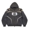 Mikina s kapucí a zipem Unity Sports Icon Biker Oversized „Black White“ 790359TQVM21070