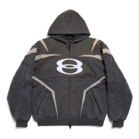Mikina s kapucí a zipem Unity Sports Icon Biker Oversized „Black White“ 790359TQVM21070