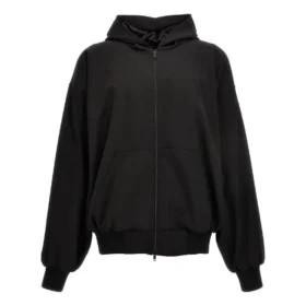 Mikina s kapucí a zipem, volný střih „Black“ 750965TNT391000