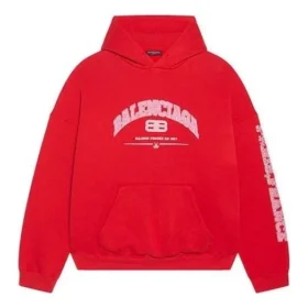 Mikina s kapucí Balenciaga, volný střih „Red“ 674986TLVJ26441
