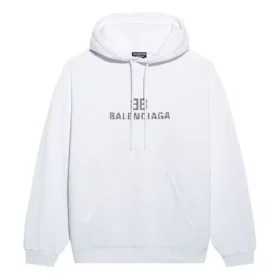 Mikina s kapucí BB Pixel, střední střih „White“ 600583TKVI89040