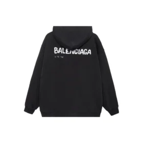 Mikina s kapucí Hand-Drawn Balenciaga, střední střih „Black“ 600583TOVO61070
