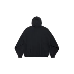 Mikina s kapucí I Love Paris Balenciaga, volný střih „Black Faded“ 803265TRVM61041