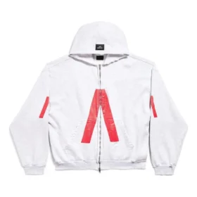 Mikina s kapucí Music Archive Series Connected Zip Up, střední střih, „Light Grey Red“ 744457TQVA61561