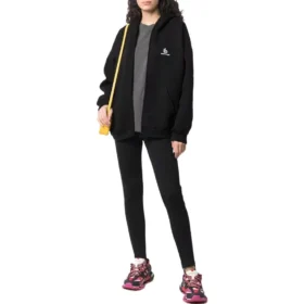 Mikina s kapucí na zip a vyšívaným logem „Black“ 674719TLVH81070