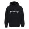 Mikina s kapucí Oversized Popover se skriptovým logem „Black White“ 674986TMVB51070