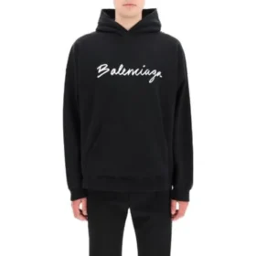 Mikina s kapucí Oversized Popover se skriptovým logem „Black White“ 674986TMVB51070
