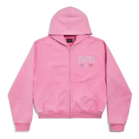 Mikina s kapucí Paris Strass s celopropínacím zipem, úzký střih „Faded Pink“ 811611TRVL49568