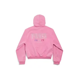Mikina s kapucí Paris Strass s celopropínacím zipem, úzký střih „Faded Pink“ 811611TRVL49568