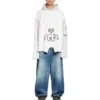 Mikina s kapucí Paris Upside Down Oversized „White“ 698156TMVD19000