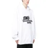 Mikina s kapucí s ručně kreslenou ikonou BB Icon, volný střih „White“ 620973TNVQ19040