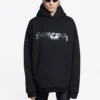 Mikina s kapucí Slime, široký střih „Black“ 674986TLVF21069