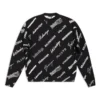 Mikina s kulatým výstřihem a celoplošným potiskem loga „Black White“ 724858T16651070