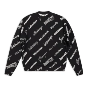 Mikina s kulatým výstřihem a celoplošným potiskem loga „Black White“ 724858T16651070