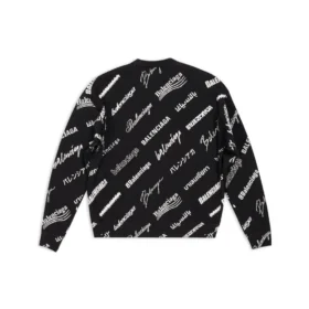 Mikina s kulatým výstřihem a celoplošným potiskem loga „Black White“ 724858T16651070