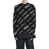 Mikina s kulatým výstřihem a celoplošným potiskem loga „Black White“ 724858T16651070