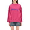Mikina s kulatým výstřihem a nápisovým logem „Dark Fuchsia“ 697869TMVB50507