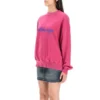 Mikina s kulatým výstřihem a nápisovým logem „Dark Fuchsia“ 697869TMVB50507