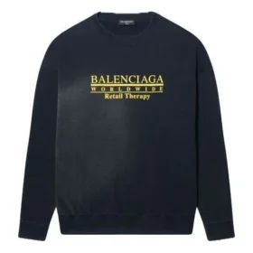 Mikina s kulatým výstřihem Worldwide Retail Therapy „Washed Black Yellow“ 676629TLVA91361