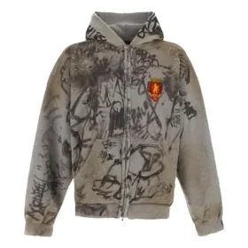 Mikiny s kapucí Scribbled, střední střih „Grey“ 744457TOVA81300
