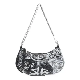 Mini taška Le Cagole s řetízkem a graffiti „Black“ 695814210G61090