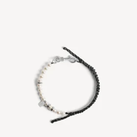 Náramek/choker Malibu s perličkami v černé/bílé/lesklé stříbrné barvě
