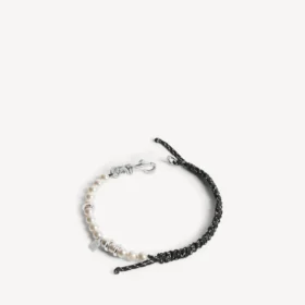 Náramek/choker Malibu s perličkami v černé/bílé/lesklé stříbrné barvě