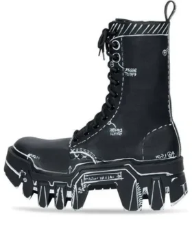 Šněrovací kozačky Bulldozer „Black Outline Calfskin“ 672502WBEF21090